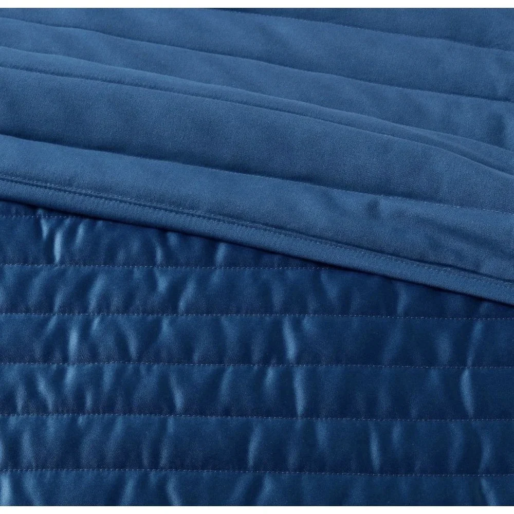 Twin/XL Twin Satin Quilt Dark Blue - Room Essentials 92in X 66in